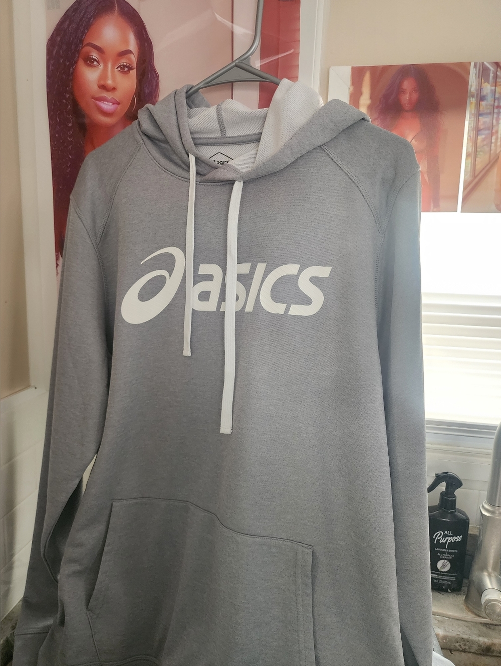 Asics Gray Pullover Hoodie with White Logo